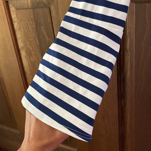 Dudley Stephens india bell sleeve nautical white and navy stripe tunic medium - Picture 3 of 5